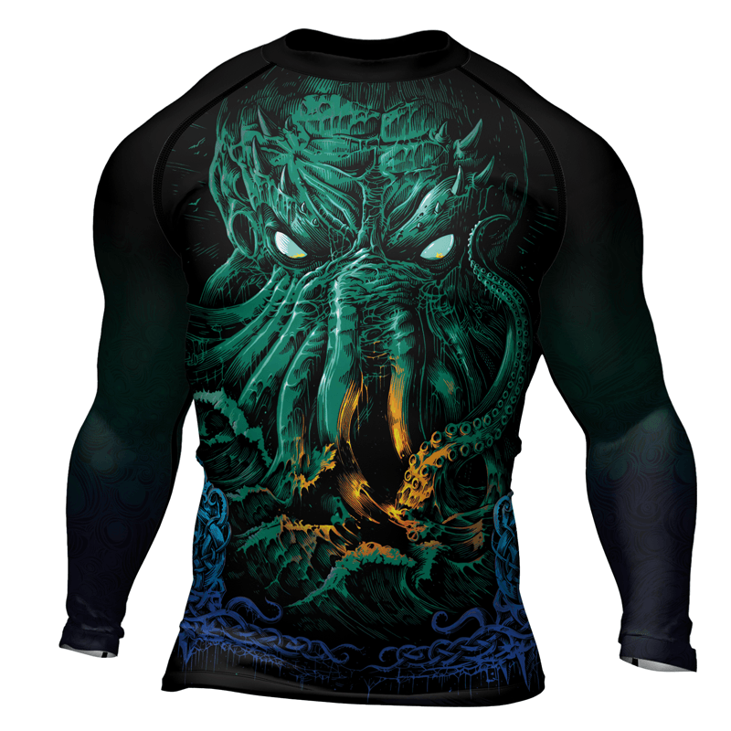 Rashninja Awaken the Great Old One Men's Long Sleeve Rash Guard - Rashninja LLC