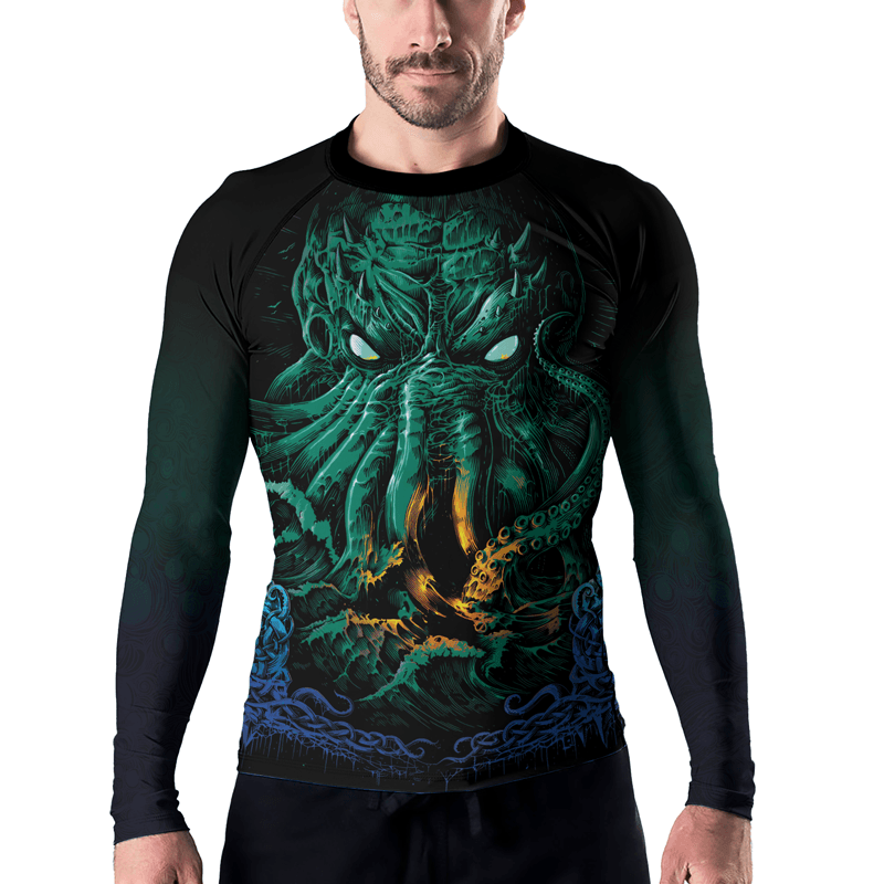 Rashninja Awaken the Great Old One Men's Long Sleeve Rash Guard - Rashninja LLC