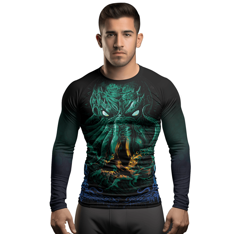 Rashninja Awaken the Great Old One Men's Long Sleeve Rash Guard - Rashninja LLC