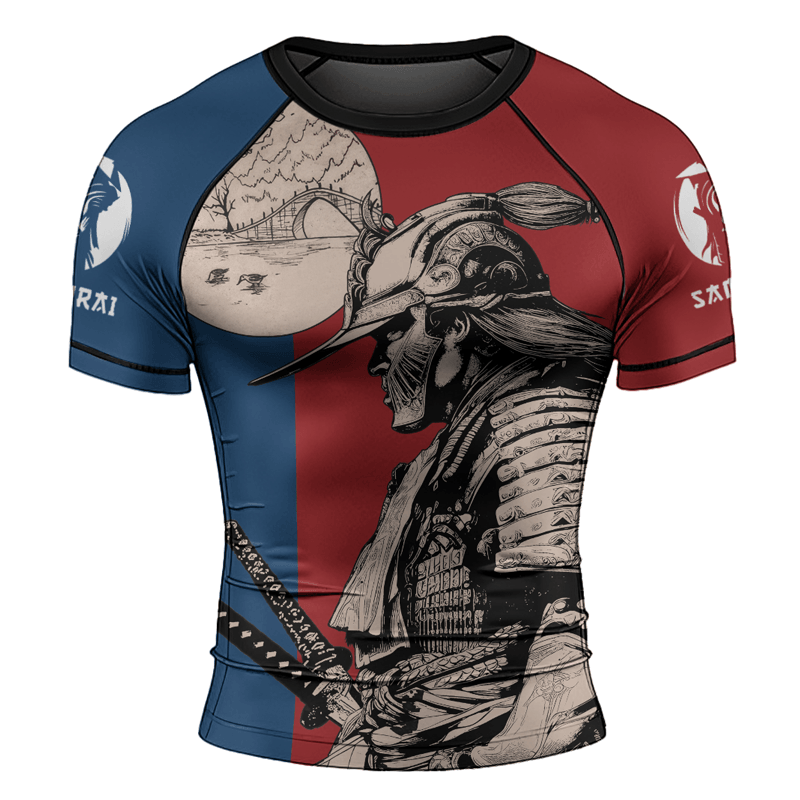 Rashninja Rising Sun Bridge Samurai Men's Short Sleeve Rash Guard - Rashninja LLC