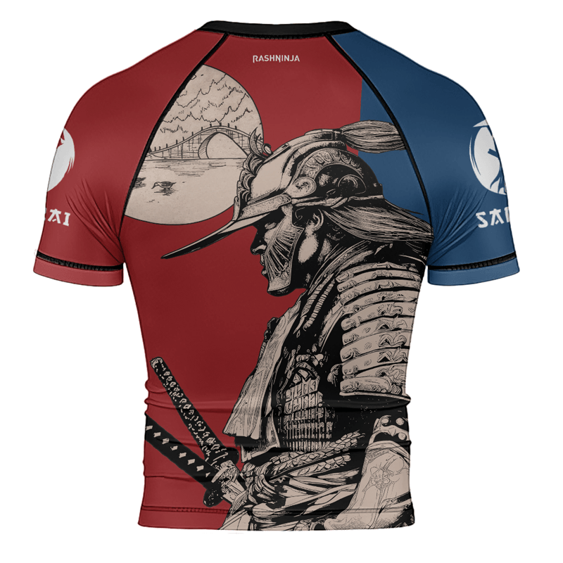 Rashninja Rising Sun Bridge Samurai Men's Short Sleeve Rash Guard - Rashninja LLC