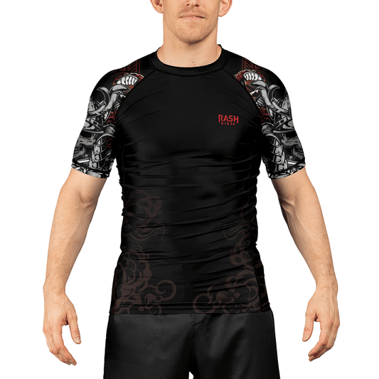 Rashninja Mystic Skull Samurai Men's Short Sleeve Rash Guard - Rashninja LLC