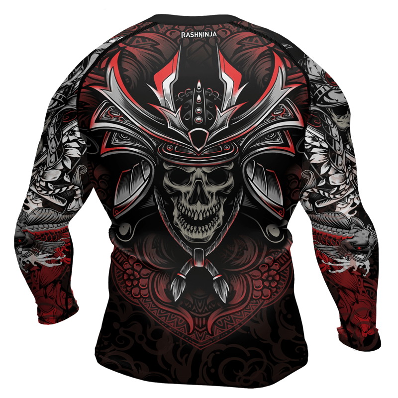 Rashninja Mystic Skull Samurai Men's Long Sleeve Rash Guard - Rashninja LLC