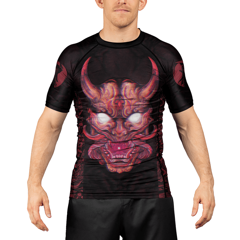 Rashninja Mystical Oni Mask Men's Short Sleeve Rash Guard - Rashninja LLC