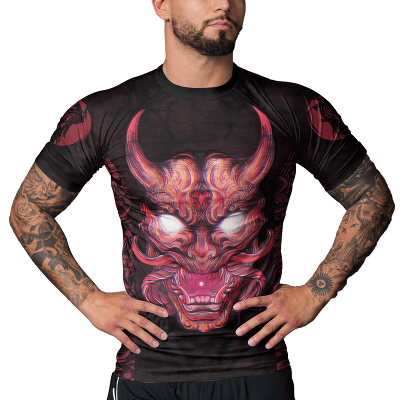 Rashninja Mystical Oni Mask Men's Short Sleeve Rash Guard - Rashninja LLC