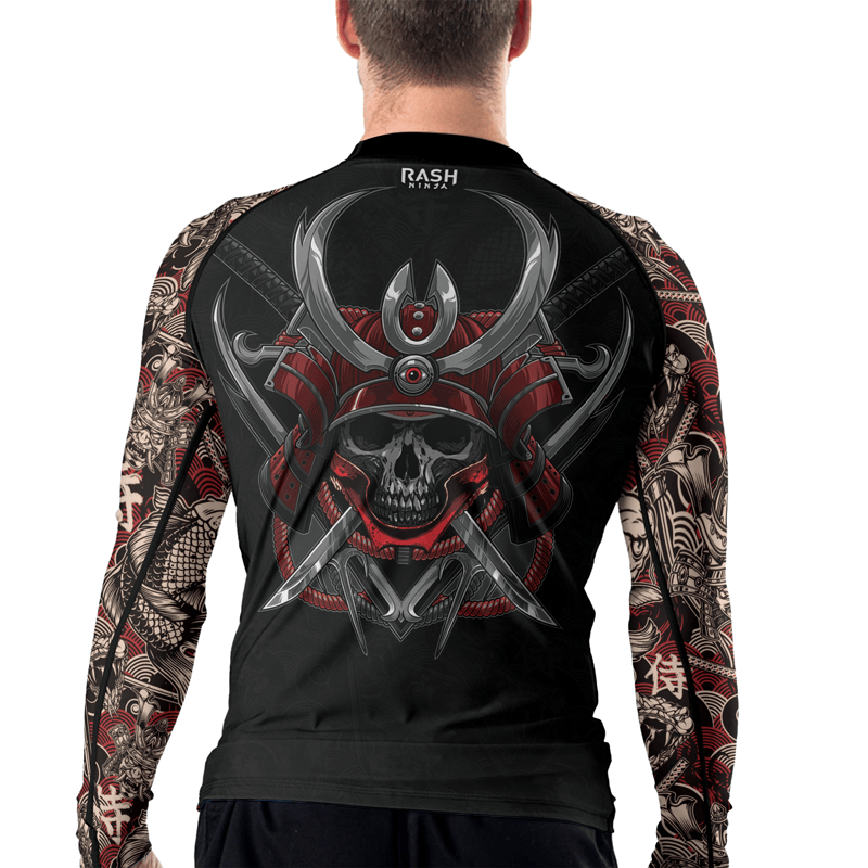 Road Rash Armor Rashninja Skull Samurai Armor Men's Long Sleeve Rash Guard | Fightwear