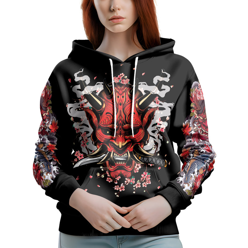 Rashninja The Oni Demon AOP Hoodie | Japanese Samurai Style Hoodie