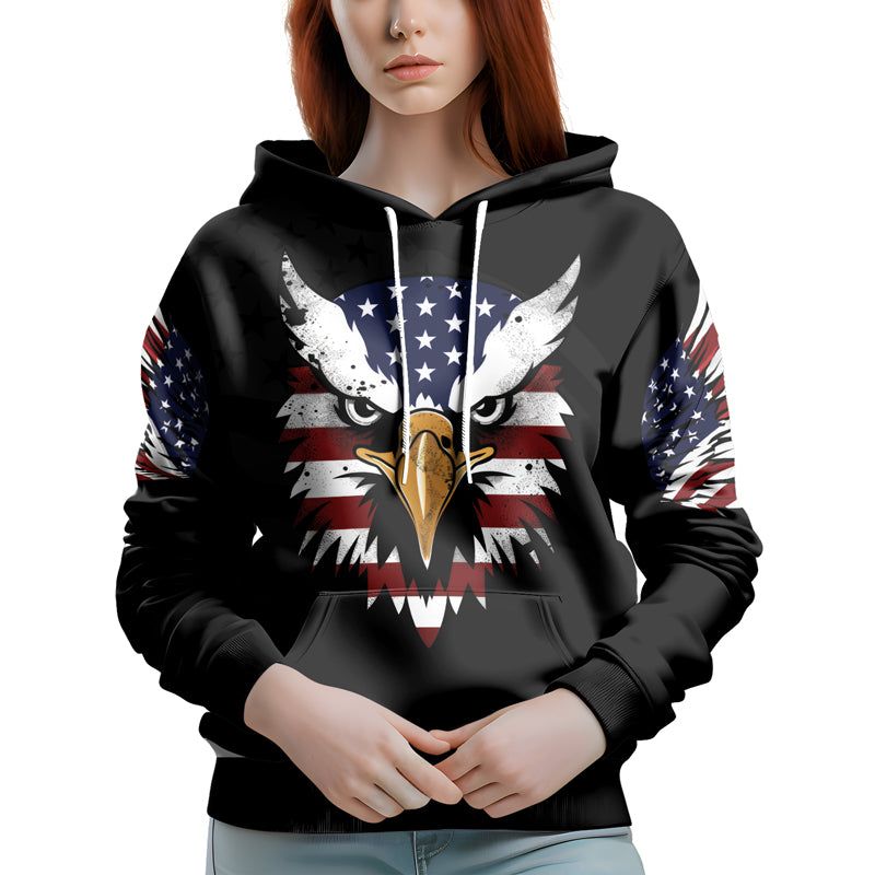 Rashninja American Eagle Head AOP Hoodie | American Flag Hoodies