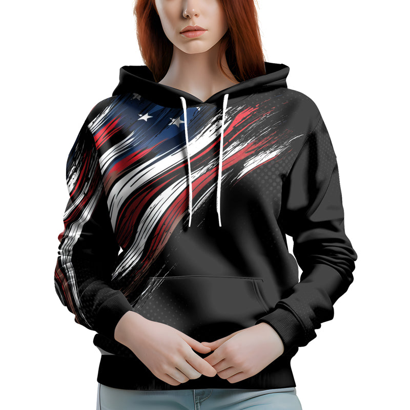 Rashninja Patriotic USA Flag AOP Hoodie | Patriotic Hooded Sweatshirt