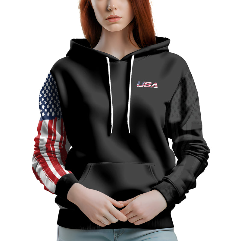 Rashninja American Flag AOP Hoodie | Patriotic Hooded Sweatshirt