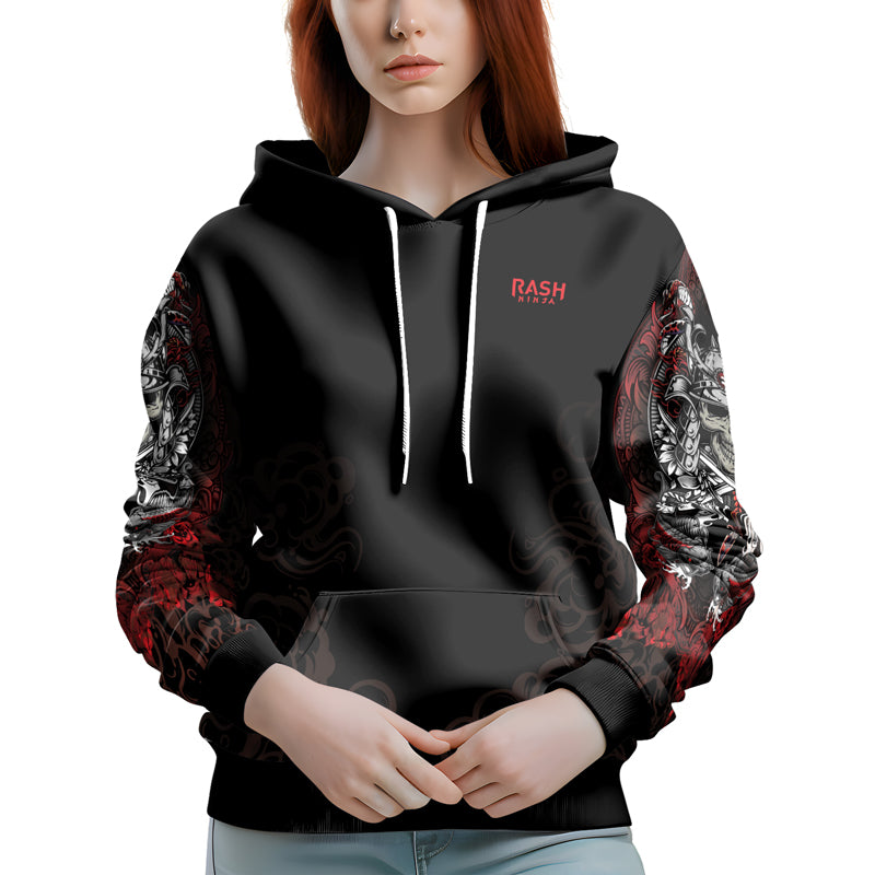 Rashninja Mystic Skull Samurai AOP Hoodie | Japanese Samurai Hoodie