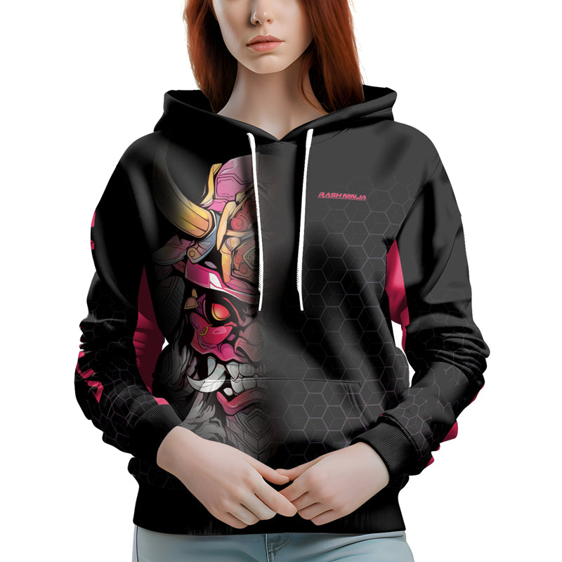 Rashninja Fear the Oni AOP Hoodie | Japanese Samurai Hoodie | Samurai