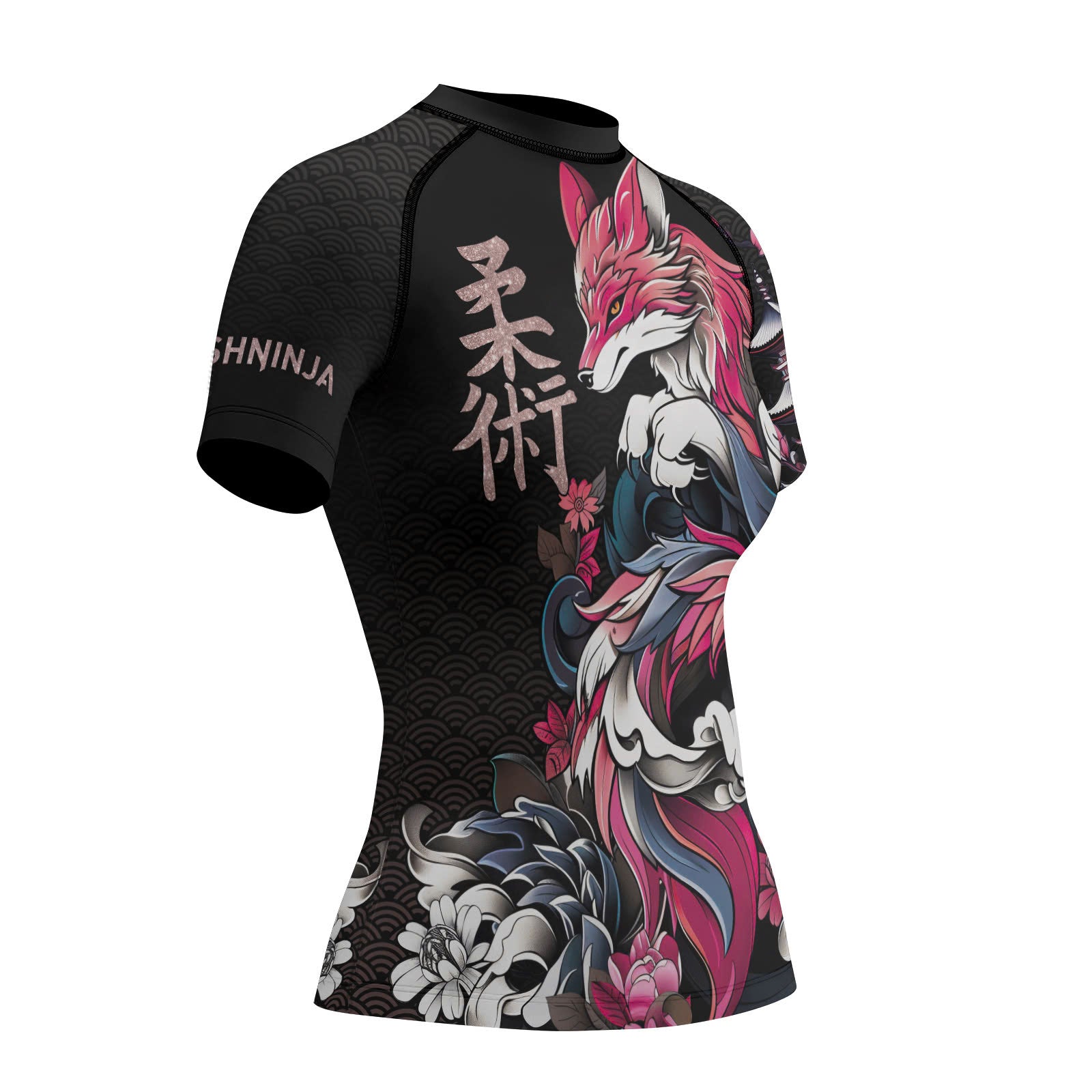 Rashninja Japanese Pink Kitsune Women's Short Sleeve Rash Guard